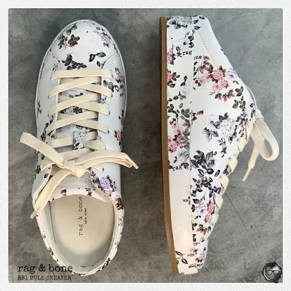 RAG & BONE RB1 MULE SLIP ON PATFORM SNEAKER IN GARDEN FLORAL WOMEN’S SIZE 7.5